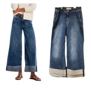 Tomorrow Scandi Girl Womens Blue Kersee Cuffed Wide-Leg Jeans Size 29 Prato Wash